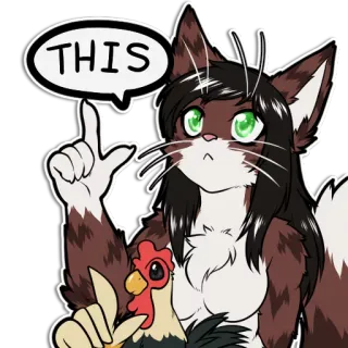 👆 THIS anthropomorphic, cat, chicken, sticker, animal, cartoon, cute telegram sticker