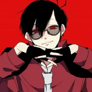 🙂 Аниме, Персонаж, Красный, Очки, Мультфильм telegram sticker