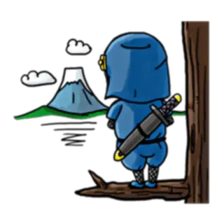 🏞 Ninja, Dessin animé, Épée, Montagnes, Japon, Arbre telegram sticker