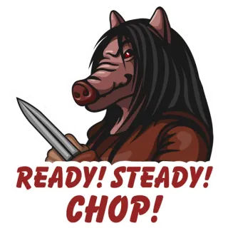 🐽 READY! STEADY! CHOP! pig, knife, animal, chop, horror telegram sticker