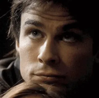 🙄 Damon Salvatore The Vampire Diaries vampiro, serie, tv, ian somerhalder, guapo, mirando hacia arriba telegram sticker