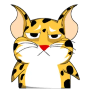 🤨 kucing, kartun, hewan, stiker, sedih, kuning telegram sticker