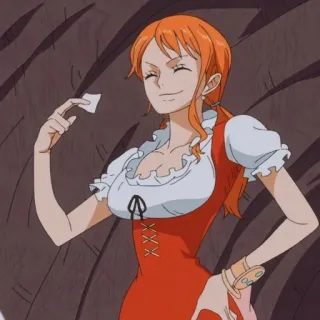 🍊 Nami One Piece Animé, Cheveux orange, Pirate, Manga, Dessin animé whatsapp sticker