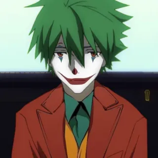 🤡 Joker, Anime, Badut, Penjahat, Karakter, rambut hijau, jas merah telegram sticker