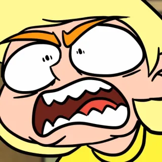 😡 Desenho animado, Irritado, Frustrado, Gritando, Expressão, Personagem, Cabelo loiro whatsapp sticker