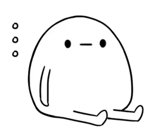 🥚 Blob, Desenho animado, Simples, Branco, Minimalista, Sentado, Personagem, Fofo telegram sticker