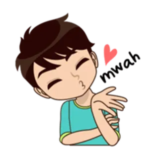 😘 chico, beso, amor, corazón, dibujo animado telegram sticker