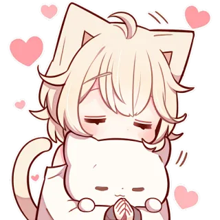 🥰 anime, cat, hearts, kawaii, cute, sticker telegram sticker