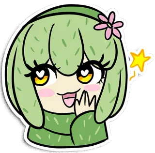 🌟 chica cactus, anime, kawaii, pegatina, lindo, dibujos animados, personaje, planta telegram sticker