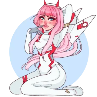 🧚‍♀ Zero Two Darling in the Franxx Anime, Zero Two, Darling in the Franxx, Waifu, Capelli rosa, Ragazza anime telegram sticker