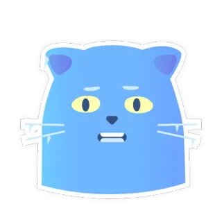 🥶 кот, животное, синий, мультфильм, наклейка telegram sticker