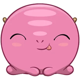 😋 stiker, kartun, merah muda, imut, senang, blob, kawaii whatsapp sticker