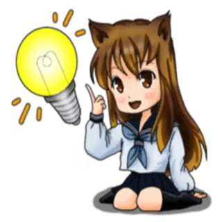 💡 Anime, Kocia dziewczyna, Żarówka, Pomysł, Kawaii, Słodkie, Mundur szkolny telegram sticker