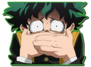 🤭 Izuku Midoriya My Hero Academia アニメ, 僕のヒーローアカデミア, 緑谷出久, デク, 心配, キャラクター telegram sticker