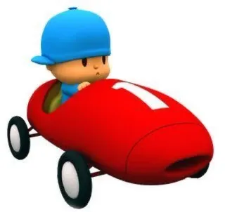 🕳 Pocoyo desenho animado, crianças, carro, corrida, número 1 telegram sticker