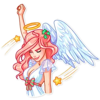 ✊ ангел, крылья, рождество, падуб, звезды telegram sticker