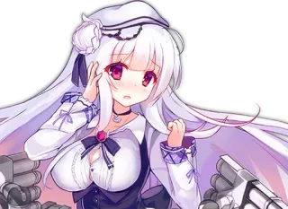 😳 Anime, Gadis, Lucu, Militer, Rambut Putih telegram sticker