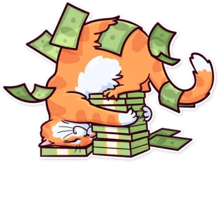 💵 cat, money, rich, cash, dollar, cartoon telegram sticker