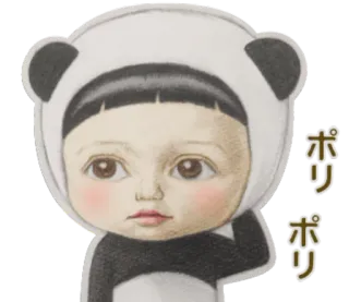 👻 ポリ 熊猫, 可爱, 绘画, 卡通, 日式, 动物, 贴纸 telegram sticker