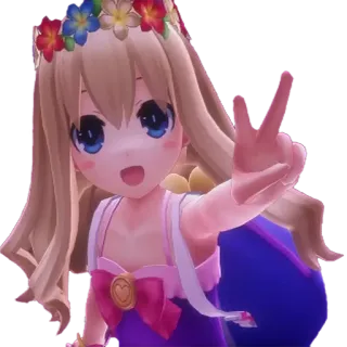 ✌ animé, fille, signe de paix, fleurs, mignon whatsapp sticker