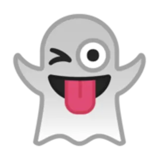 👻 ghost, emoji, winking, tongue out, cartoon telegram sticker