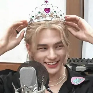 👑 人, 皇冠, 金发, 肖像, 男人, 麦克风 telegram sticker