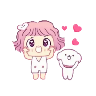 💕 kawaii, carino, anime, cuori, cartoni animati, illustrazione telegram sticker