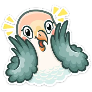 😳 perroquet, oiseau, mignon, animal, dessin animé, kawaii whatsapp sticker