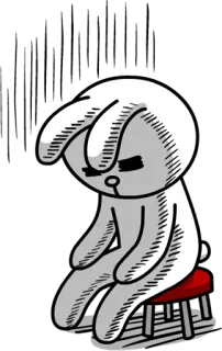 😞 sedih, kelinci, bunny, kartun, duduk, binatang telegram sticker