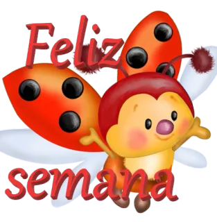 🐞 Feliz semana coccinella, buona settimana, adesivo, cartoni animati, saluto whatsapp sticker
