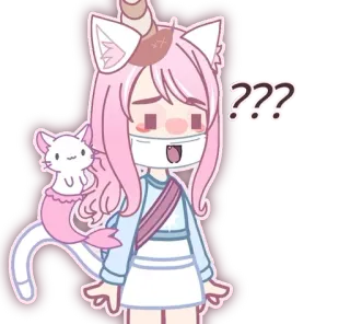 🐈 ??? question marks, anime style, cat girl, sticker telegram sticker