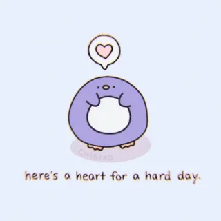 🍓 here's a heart for a hard day. heart, cute, cartoon, penguin, love, wholesome telegram sticker