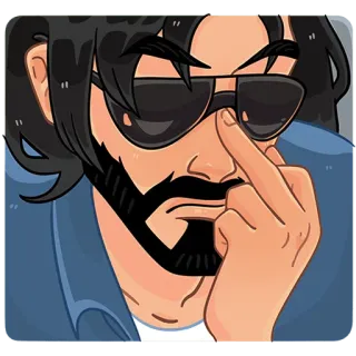 🖕 man, middle finger, offensive, cartoon, sunglasses, gesture telegram sticker