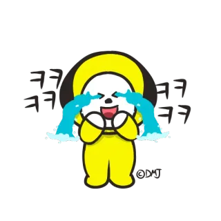 😂 Chimmy ร้องไห้, เศร้า, การ์ตูน, น่ารัก, สีเหลือง whatsapp sticker