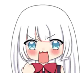 ✊ Anime, Emoji, Frustriert, Weißes Haar, Cartoon telegram sticker