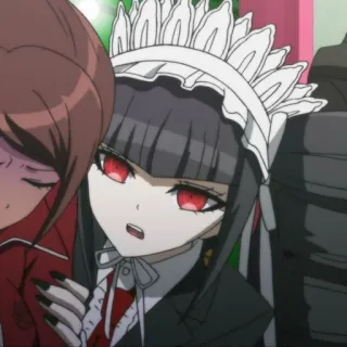 🃏 Celestia Ludenberg Danganronpa Anime, Maid, Gótico, Olhos vermelhos, Cabelo preto, Celestia Ludenberg telegram sticker