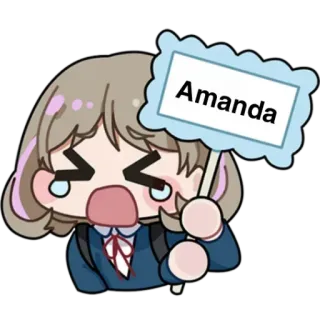 🤔 Amanda anime, cartoon, girl, sad, crying, name whatsapp sticker