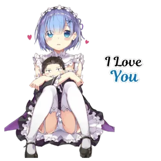 💙 Rem Re:Zero I Love You anime, love, cute, manga, rem, re:zero whatsapp sticker