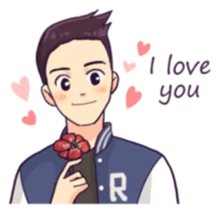 ❤ I love you amor, romance, menino, flor, coração telegram sticker
