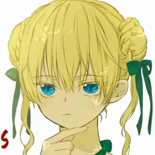 🎀 s Anime, Chica, Rubia, Ojos azules, Linda, Dibujos animados, Ilustración whatsapp sticker
