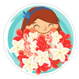 🎁 dziewczyna, kwiaty, słodkie, kreskówka telegram sticker