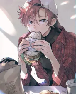 🌭 Anime, Sandwich, Makan, Kotak-kotak, Makan siang telegram sticker