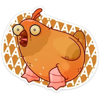 😱 AAAAAA pollo, dibujos animados, divertido, pájaro, gritando, animal telegram sticker