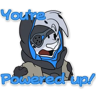 👍 You're Powered up! Dibujos animados, Personaje, Videojuego, Potenciado telegram sticker