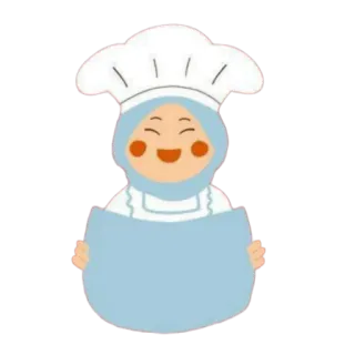 🍦 Chef, Cocinando, Hiyab, Lindo, Hornear, Persona, Dibujo animado, Mujer telegram sticker