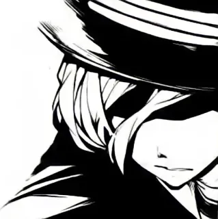 🐈 Anime, Charakter, Hut, Manga, Schwarzweiß telegram sticker