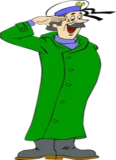 💂 dessin animé, marin, homme, salut, personnage, manteau, chapeau whatsapp sticker