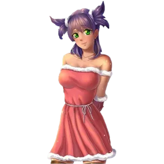 😊 อนิเมะสาว, น่ารัก, การ์ตูน, ภาพประกอบ, ชุดสีชมพู, ผมสีม่วง, ตัวละคร telegram sticker