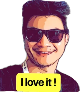 ❤️ I love it ! стикер, солнцезащитные очки, мультфильм, человек, любовь, выражение telegram sticker