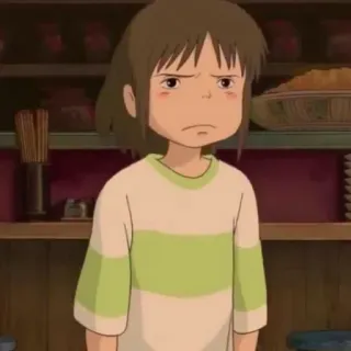😠 Chihiro Ogino Spirited Away Anime, Ragazza, La città incantata, Studio Ghibli, Chihiro telegram sticker